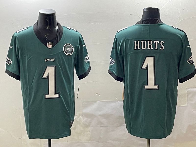 Men Philadelphia Eagles #1 Hurts Green Three generations 2025 Nike Vapor Limited NFL Jersey style 2092->philadelphia eagles->NFL Jersey